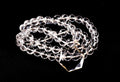 Satyaloka Quartz Necklace,10 mm Faceted Crystal Beads with Hexagonal Pendant#8071