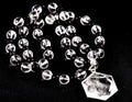 Satyaloka 10 mm faceted Quartz & Karungali Bead Mala with Hexagonal Pendant#8072