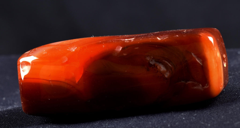 old mystic  pema raka = red lotus color  Carnelian  agate bead for strength courage creativity ''sanctified '' retualistic demadged  #8086
