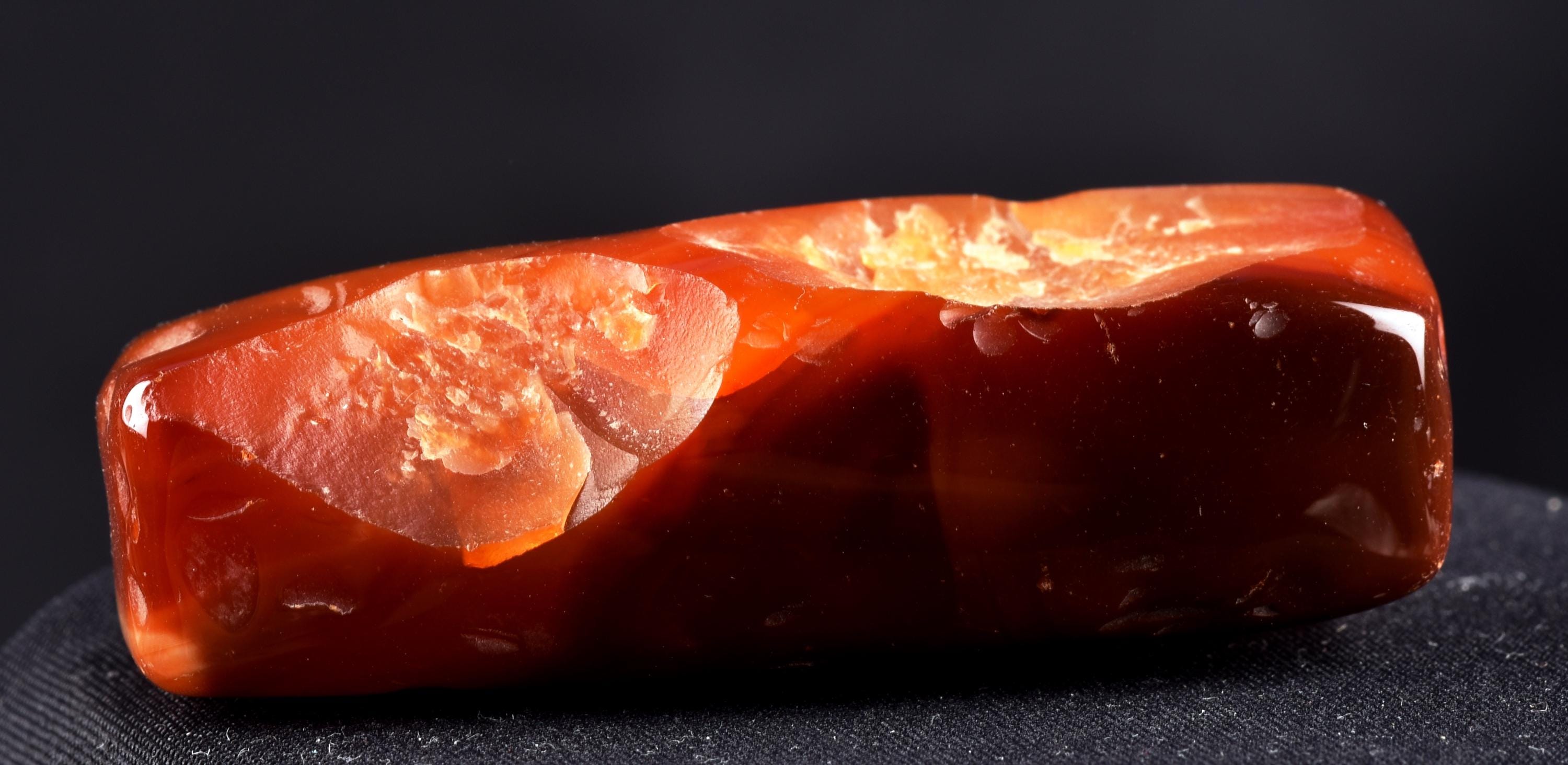old mystic  pema raka = red lotus color  Carnelian  agate bead for strength courage creativity ''sanctified '' retualistic demadged  #8086