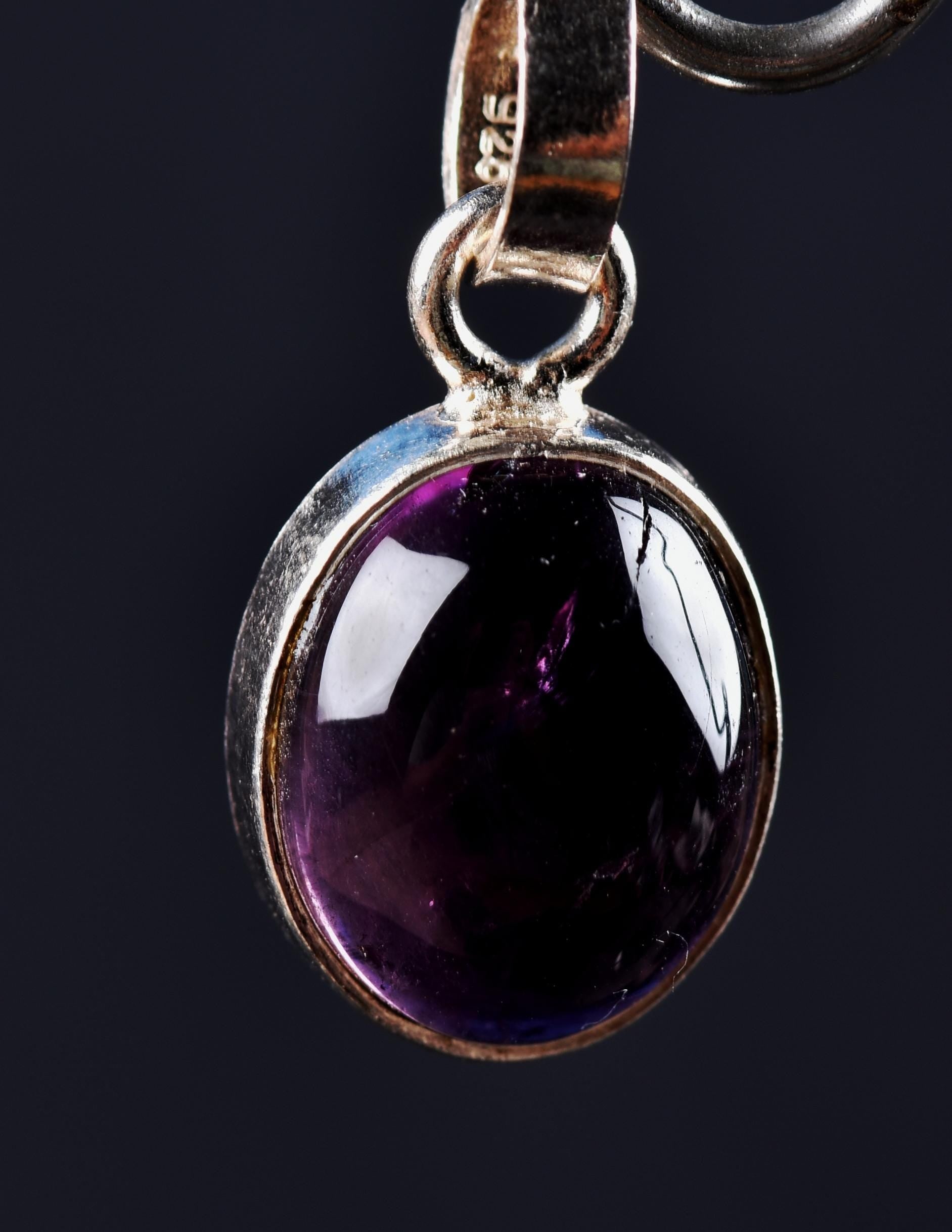 Amethyst sterling silver  pendant   Far-infrared radiation negative ion emission #8094