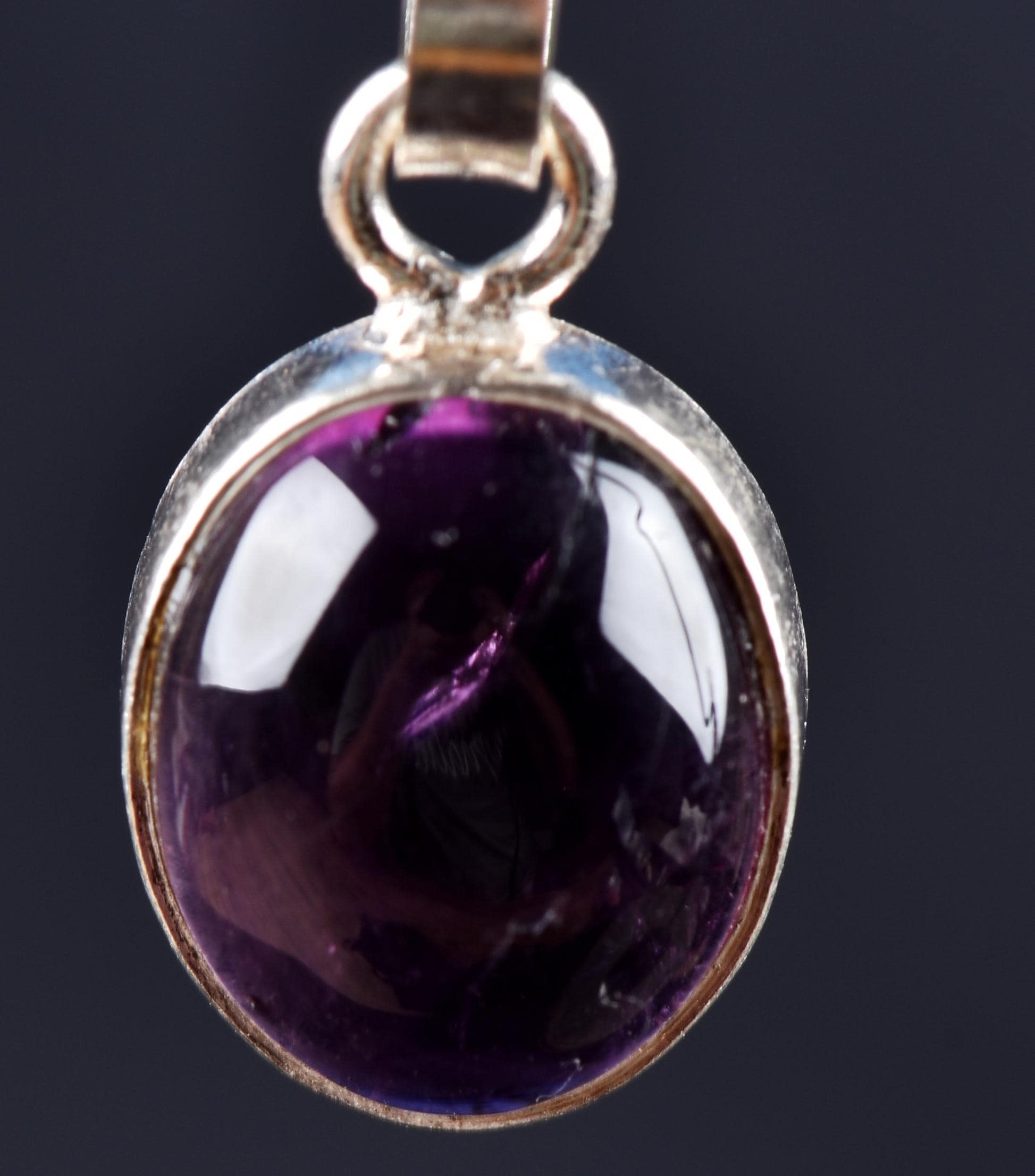 Amethyst sterling silver  pendant   Far-infrared radiation negative ion emission #8094