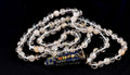 Satyaloka Satyamani quartz ,Himalayan gold ,agnitite, rutile baroque beads  Necklace with lapiz lazuli pendant  #8079