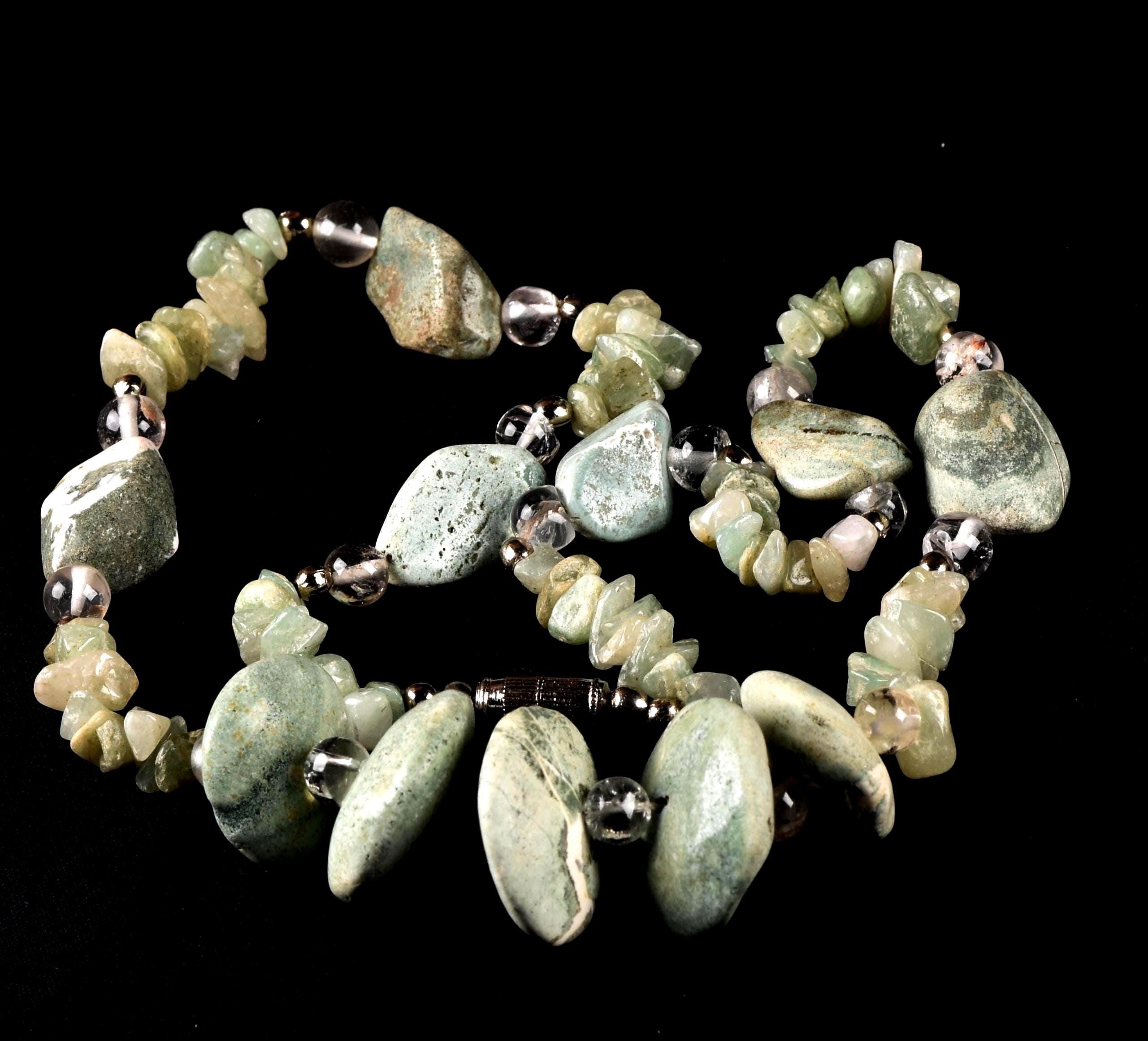 turquoise beads, courage creativity + green aventurian  20'' necklace  # 7897