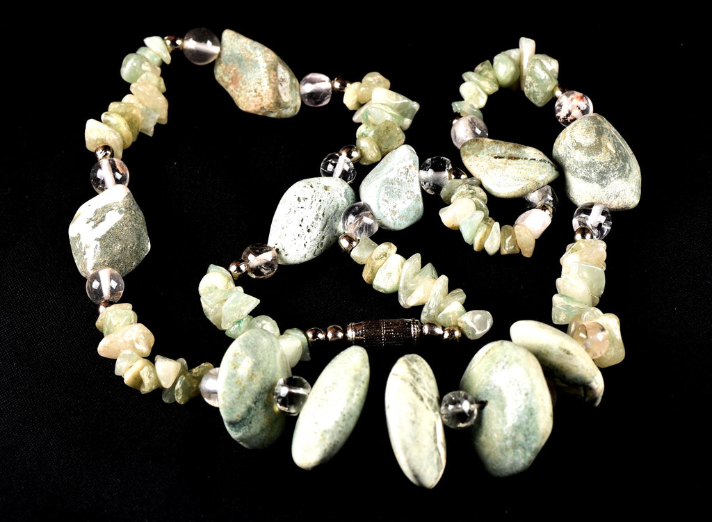turquoise beads, courage creativity + green aventurian  20'' necklace  # 7897