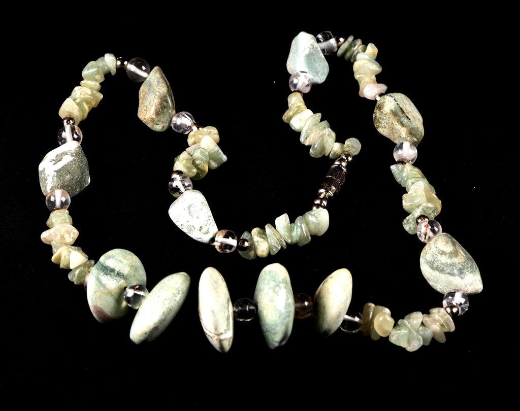 turquoise beads, courage creativity + green aventurian  20'' necklace  # 7897