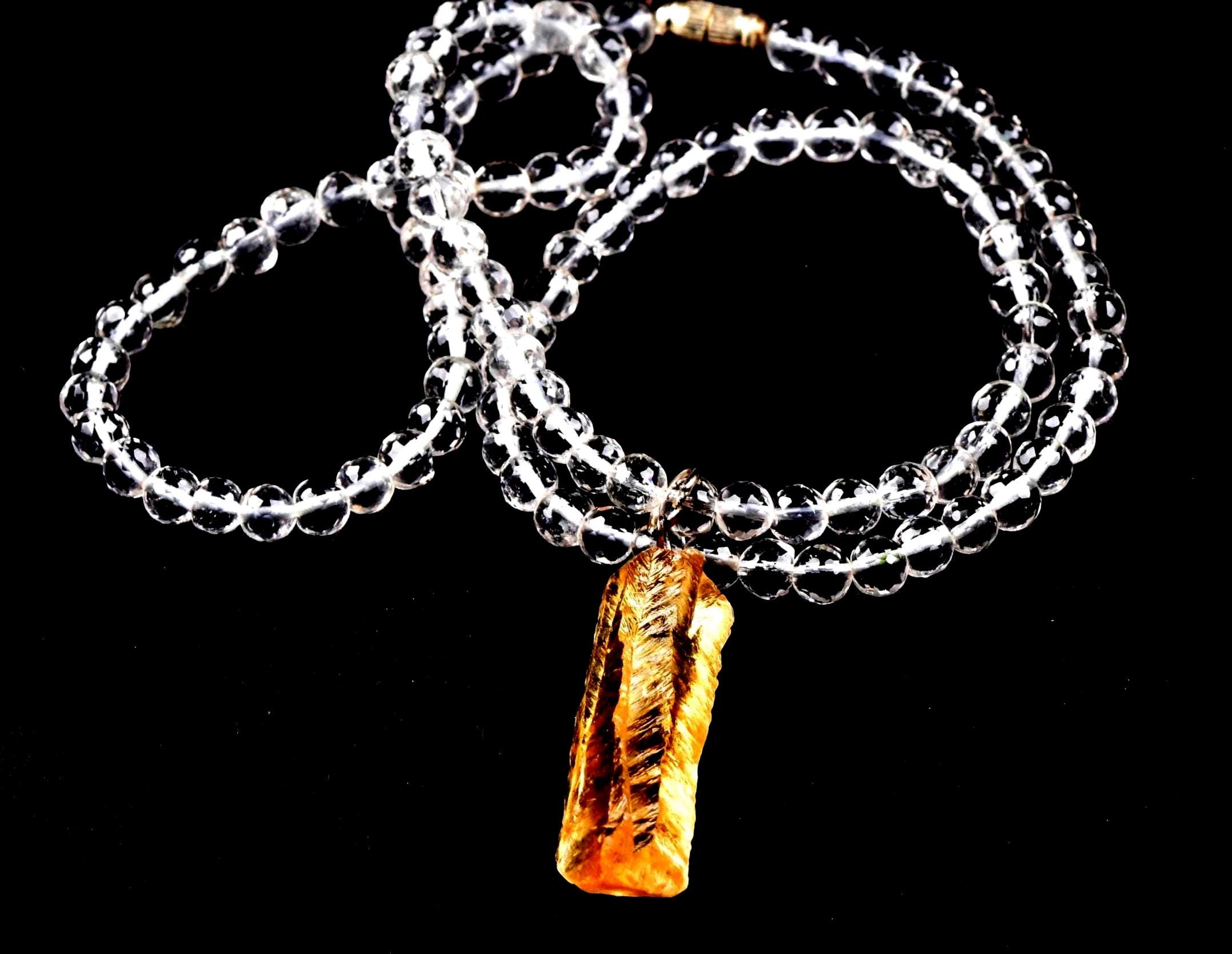 Satyaloka  faceted  '' 108 beads rosary/necklace ''with golden satyaloka  pendant  High frequency synergy 12 crystal #7622