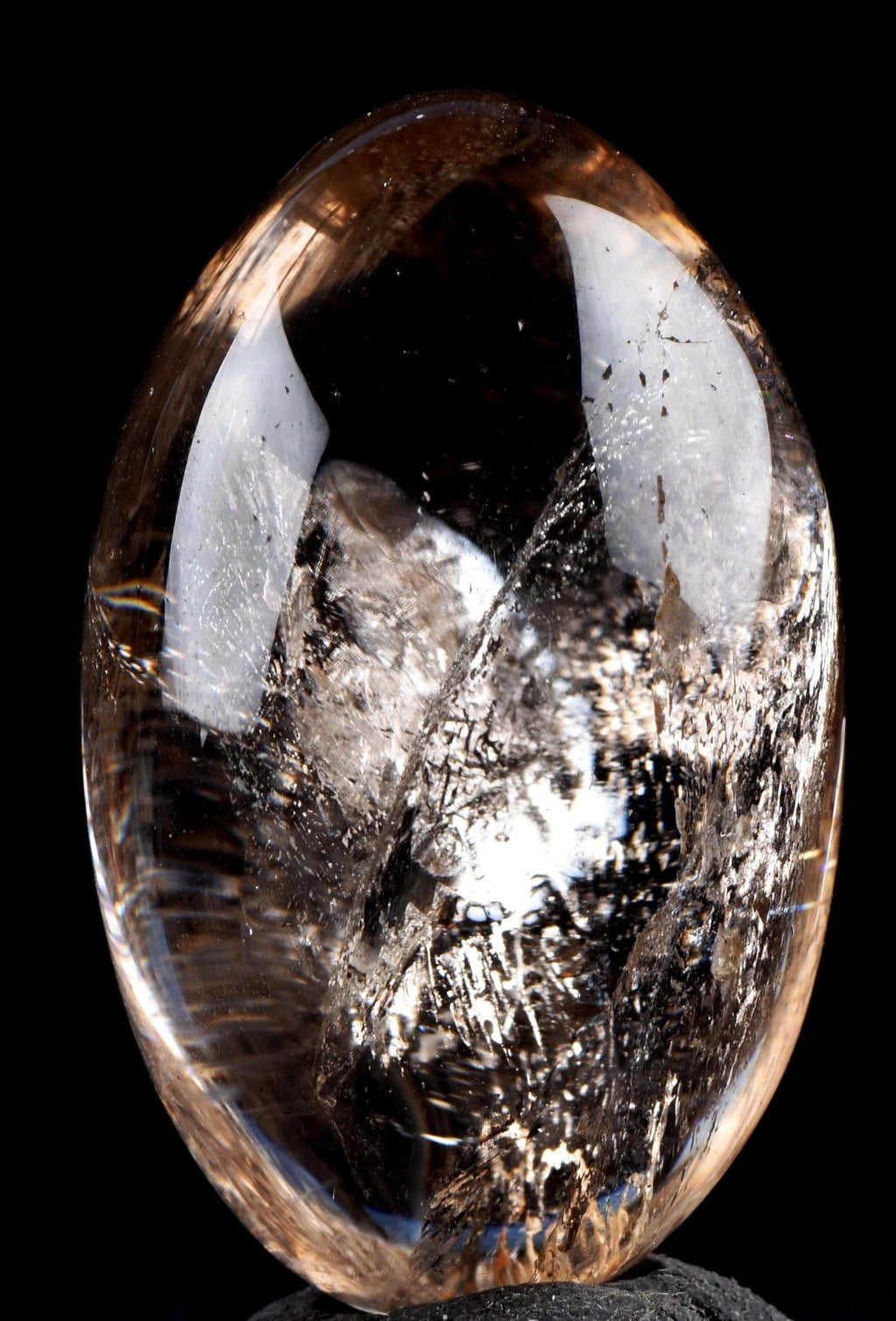 Satyaloka satyamani smoky quartz scrying devic mirror Lingam   High frequency synergy 12 crystal ''sat-chit -ananda  8104
