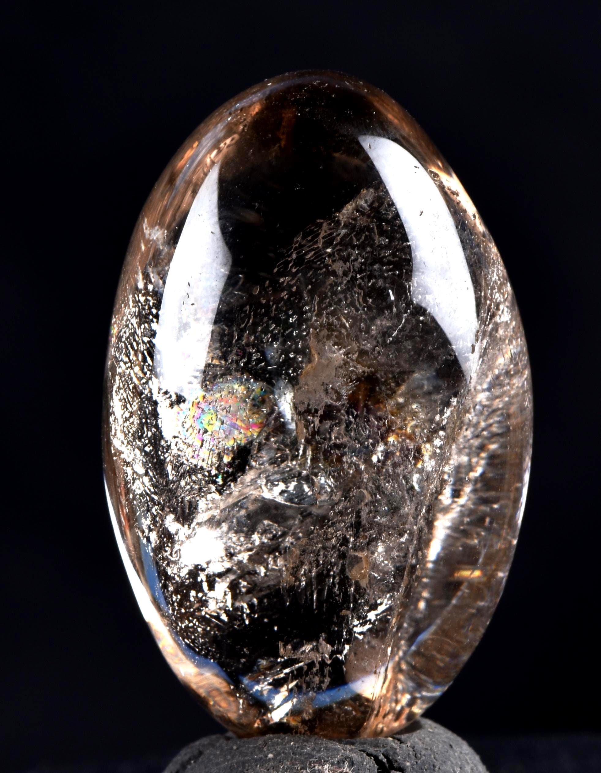 Satyaloka satyamani smoky quartz scrying devic mirror Lingam   High frequency synergy 12 crystal ''sat-chit -ananda  8104