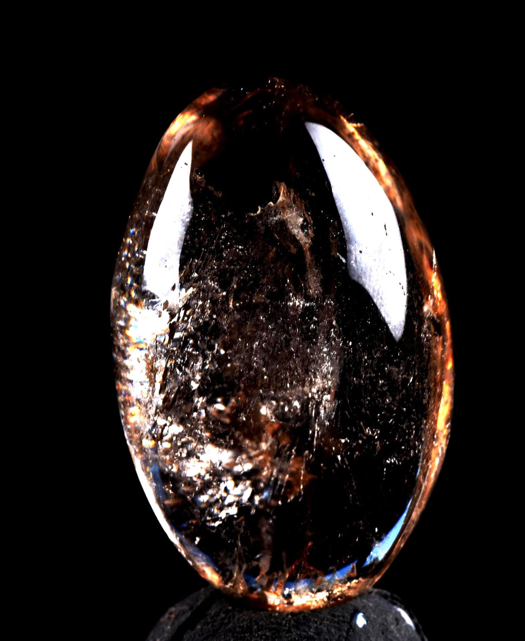 Satyaloka satyamani smoky quartz scrying devic mirror Lingam   High frequency synergy 12 crystal ''sat-chit -ananda  8104