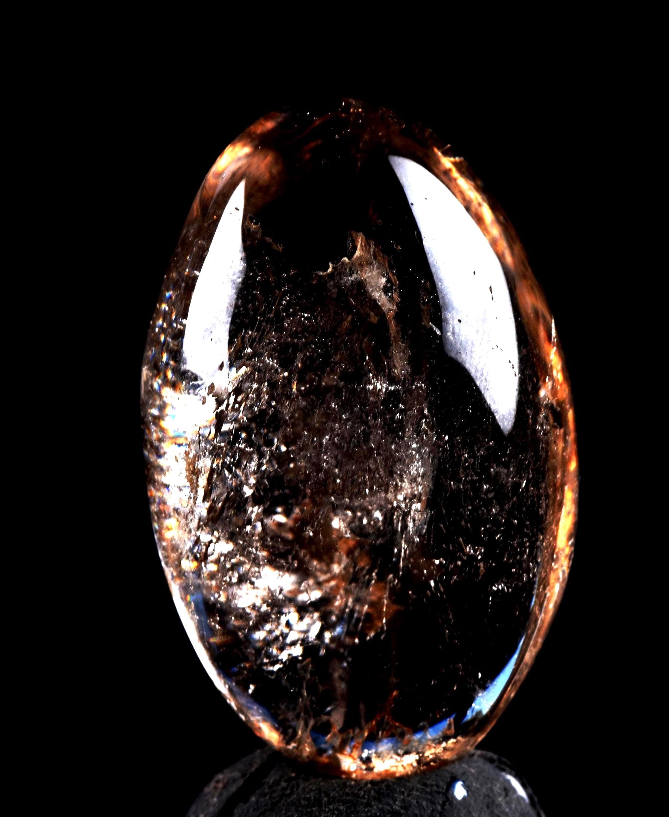 Satyaloka satyamani smoky quartz scrying devic mirror Lingam   High frequency synergy 12 crystal ''sat-chit -ananda  8104