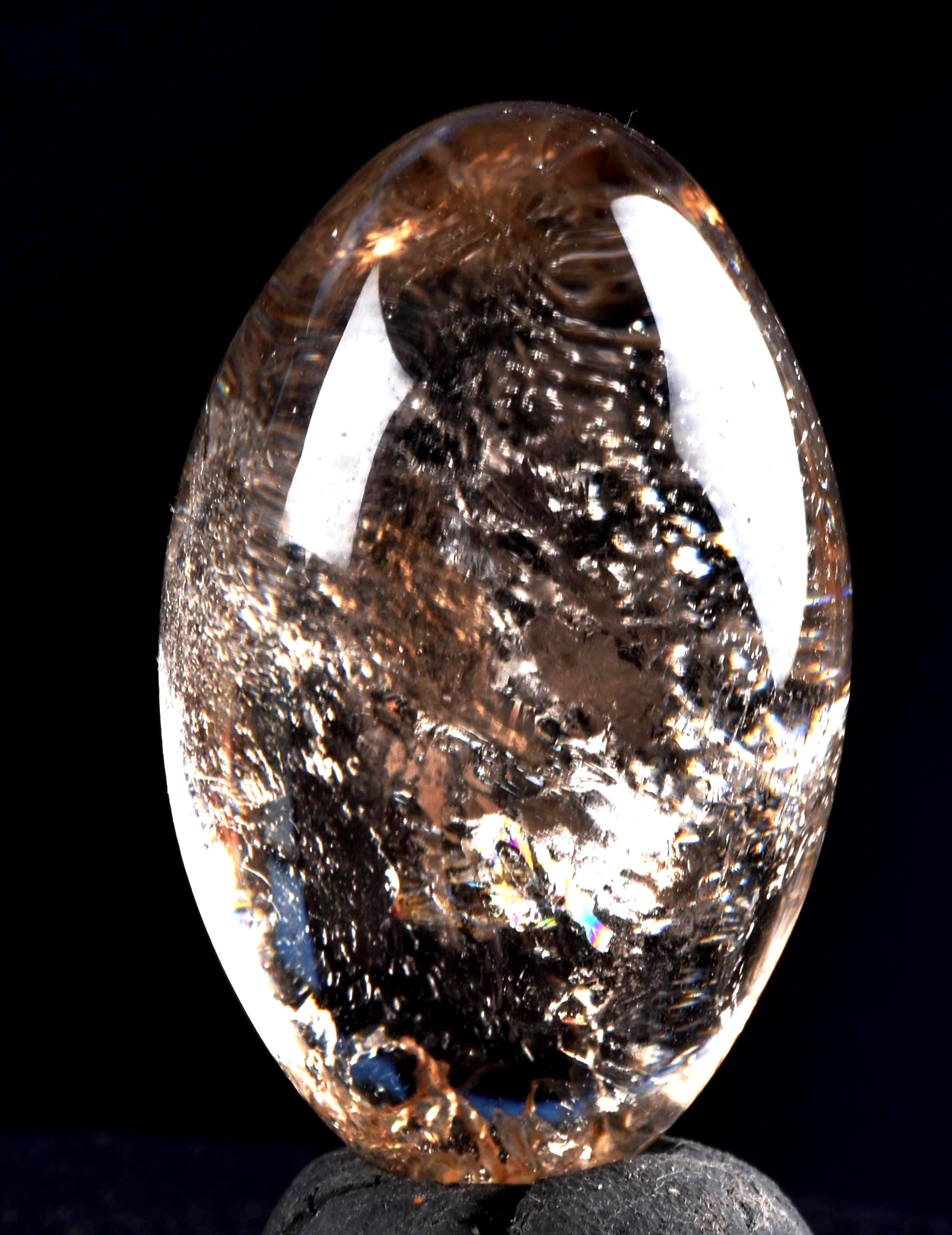 Satyaloka satyamani smoky quartz scrying devic mirror Lingam   High frequency synergy 12 crystal ''sat-chit -ananda  8104