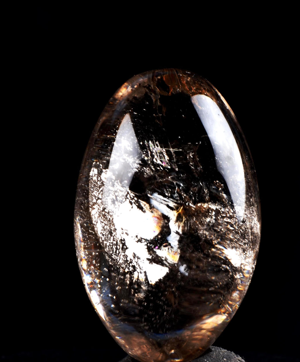 Satyaloka satyamani smoky quartz scrying devic mirror Lingam   High frequency synergy 12 crystal ''sat-chit -ananda  8104