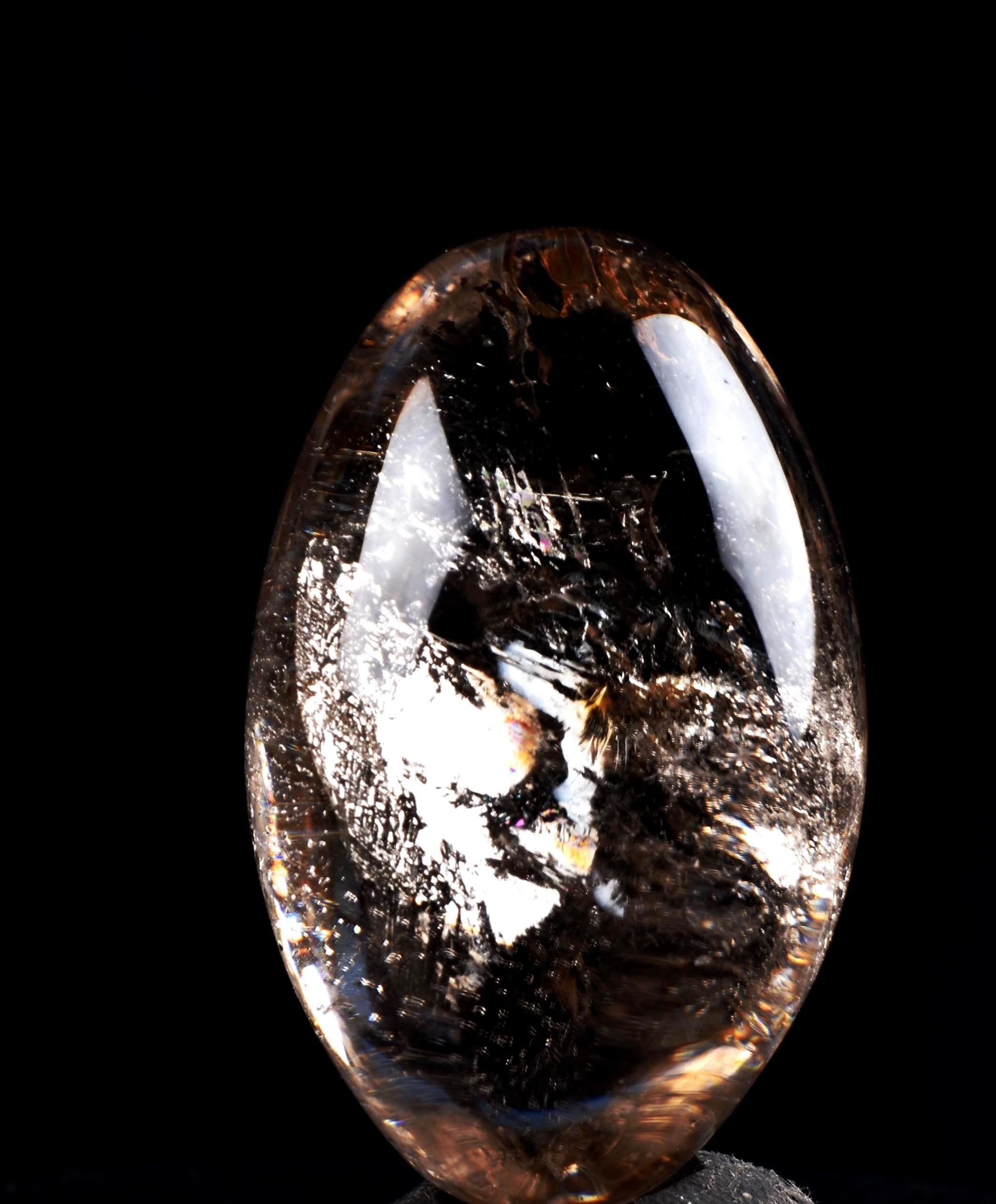 Satyaloka satyamani smoky quartz scrying devic mirror Lingam   High frequency synergy 12 crystal ''sat-chit -ananda  8104