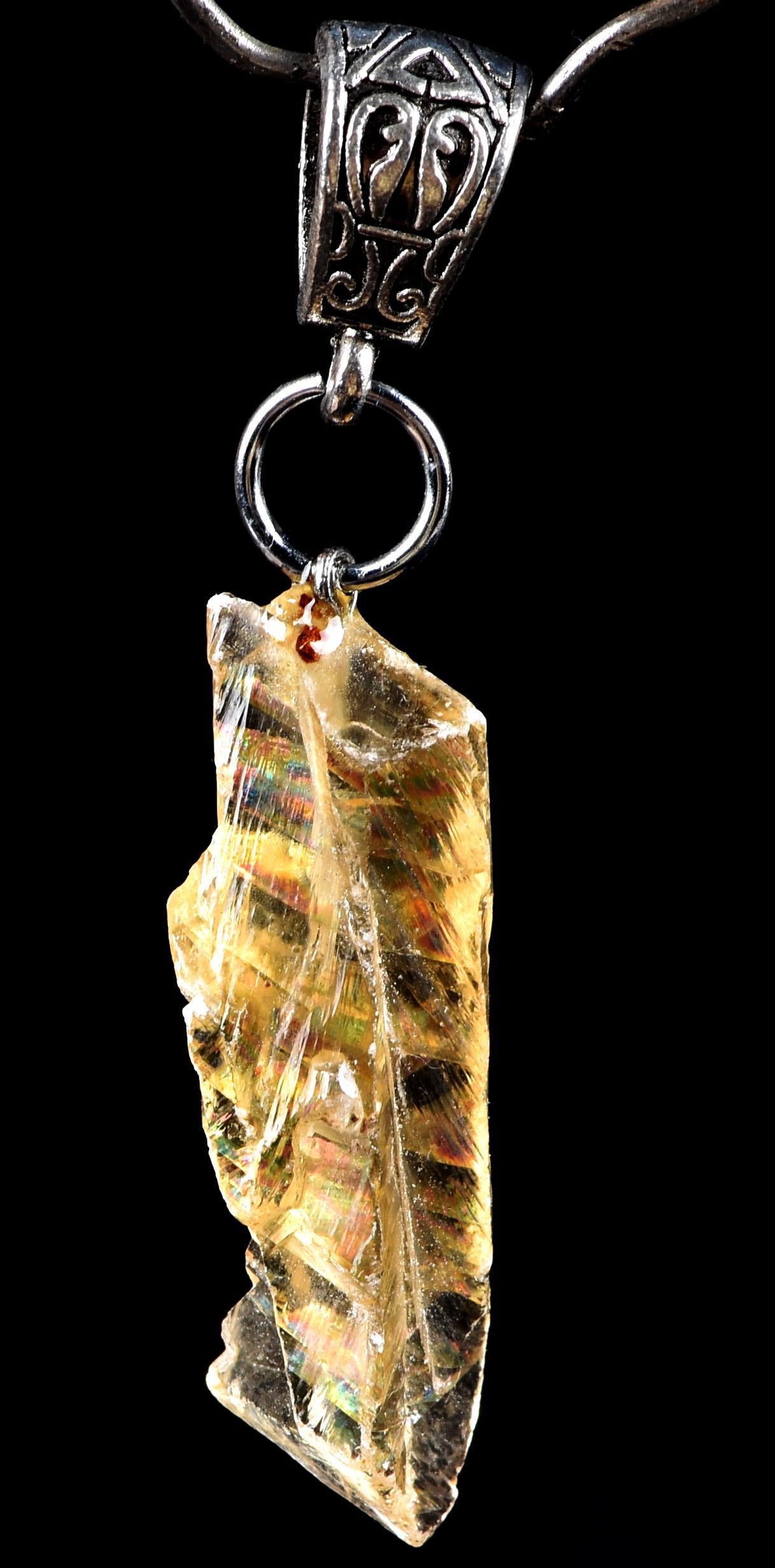 rare Satyaloka  crystal   with golden hue pendant High frequency synergy 12 crystal ''sat-chit -ananda''  8127