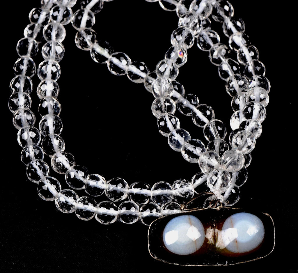 Satyaloka  faceted  '' 108 beads rosary/necklace +evil eye  pendant  High frequency synergy 12 crystal #8143