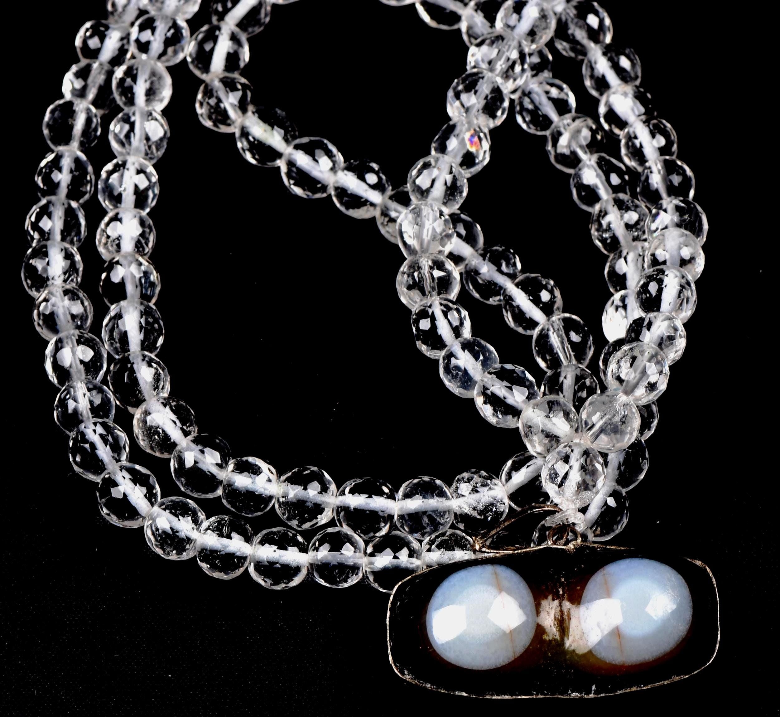 Satyaloka  faceted  '' 108 beads rosary/necklace +evil eye  pendant  High frequency synergy 12 crystal #8143