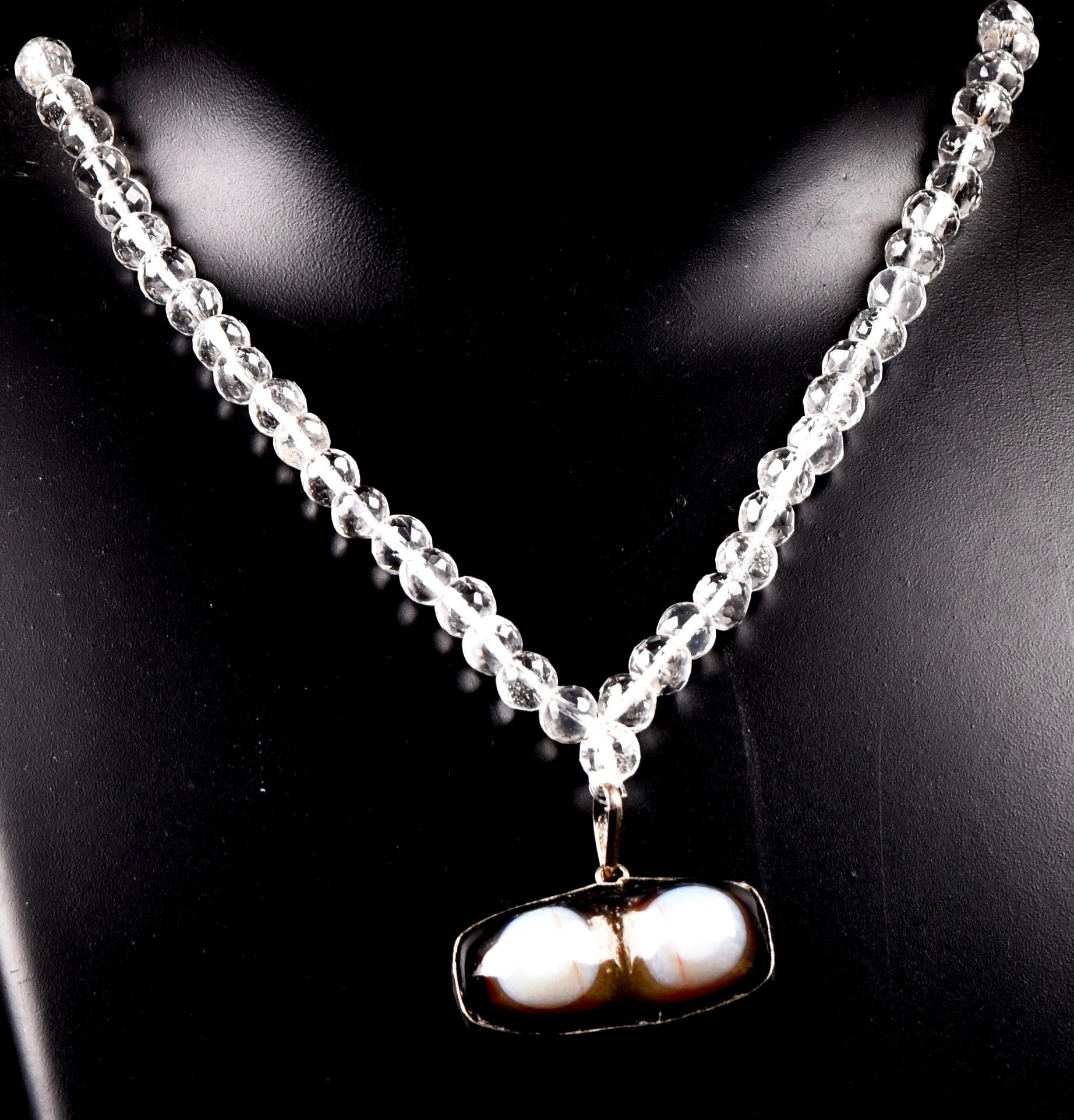 Satyaloka  faceted  '' 108 beads rosary/necklace +evil eye  pendant  High frequency synergy 12 crystal #8143