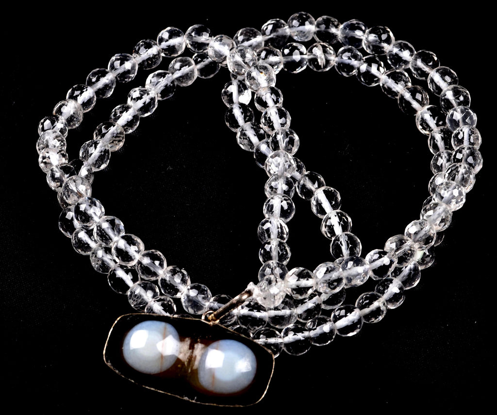 Satyaloka  faceted  '' 108 beads rosary/necklace +evil eye  pendant  High frequency synergy 12 crystal #8143