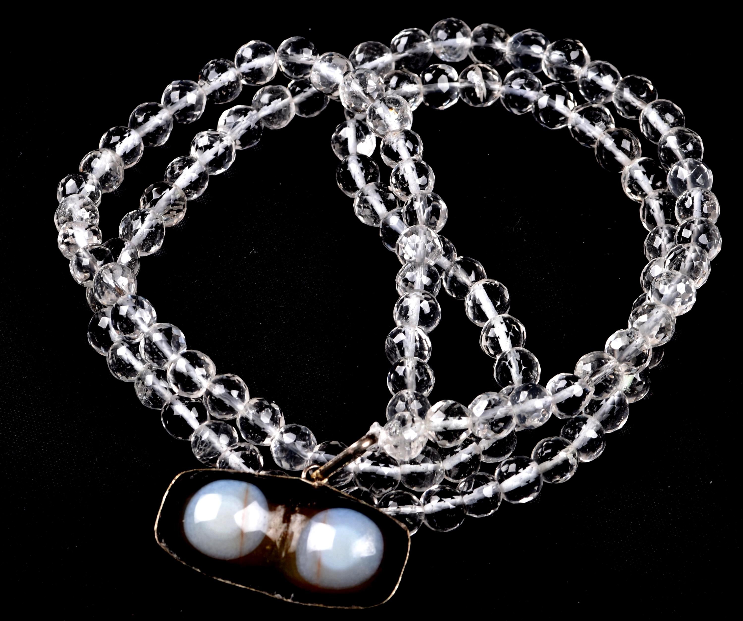 Satyaloka  faceted  '' 108 beads rosary/necklace +evil eye  pendant  High frequency synergy 12 crystal #8143
