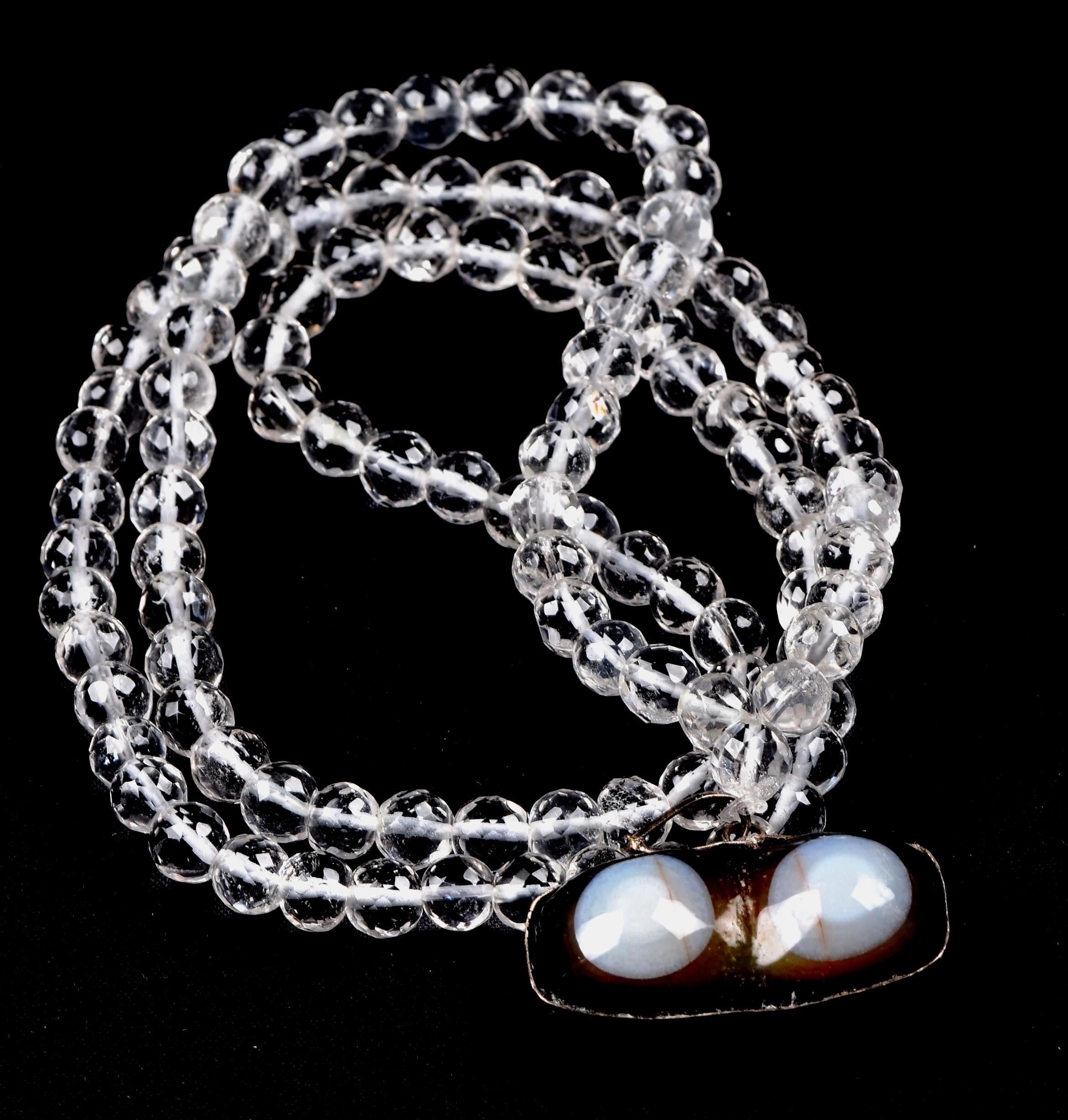 Satyaloka  faceted  '' 108 beads rosary/necklace +evil eye  pendant  High frequency synergy 12 crystal #8143