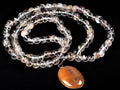 Satyaloka Satyamani quartz ,Himalayan gold ,agnitite, rutile baroque beads  Necklace with golden rutile pendant  #8145