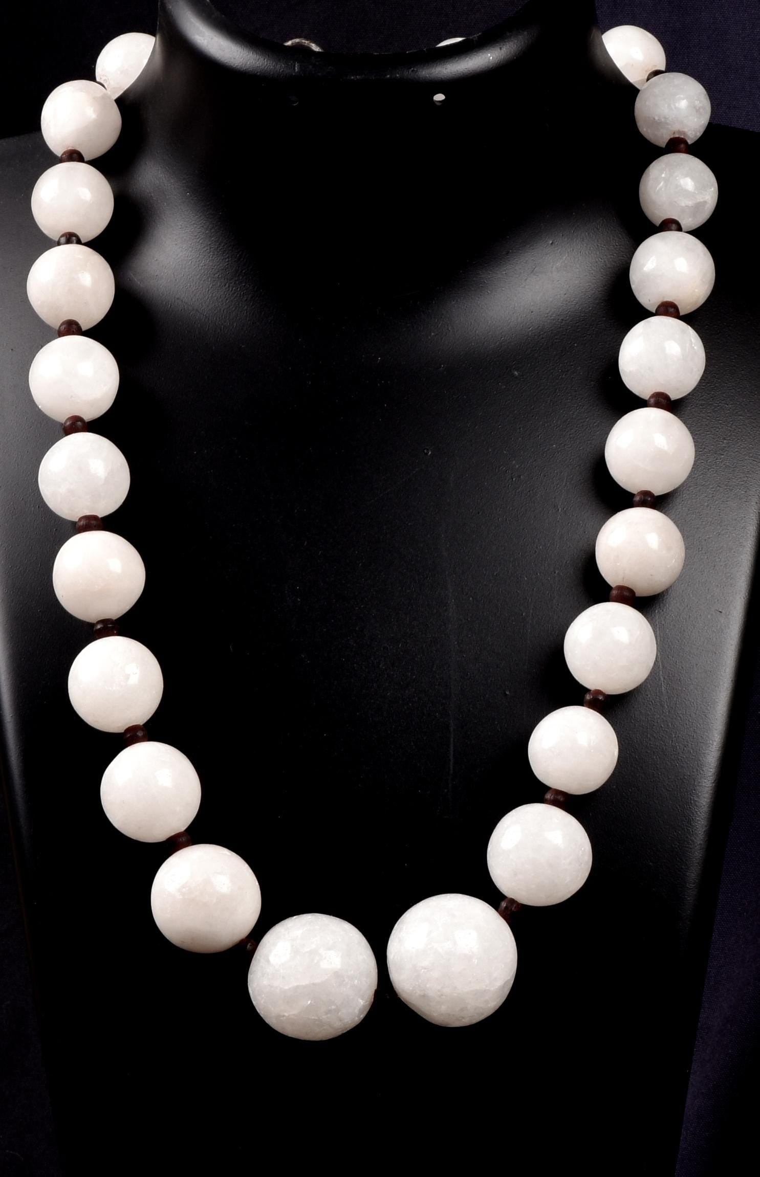 satyaloka white satyamani  large bead necklace   synergy 12 #8153