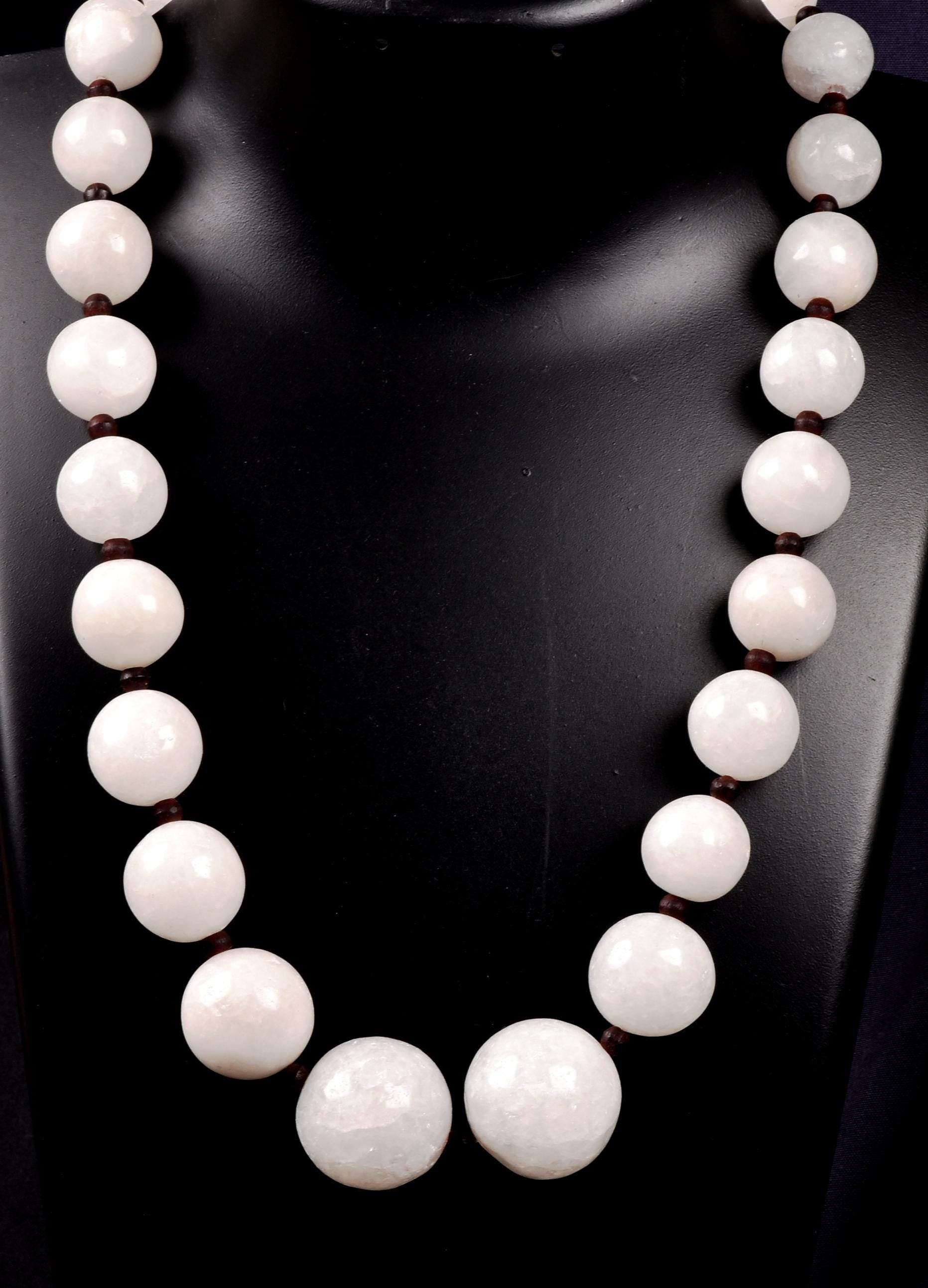 satyaloka white satyamani  large bead necklace   synergy 12 #8153