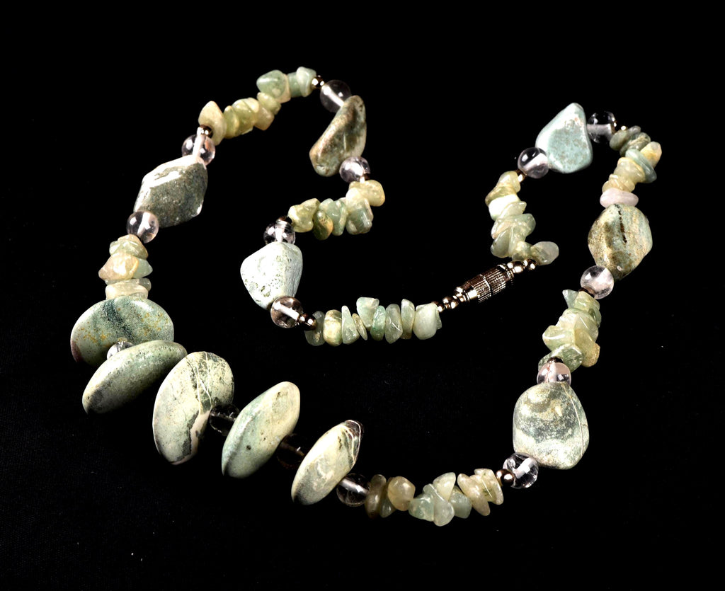 turquoise beads, courage creativity + green aventurian  20'' necklace  # 7897