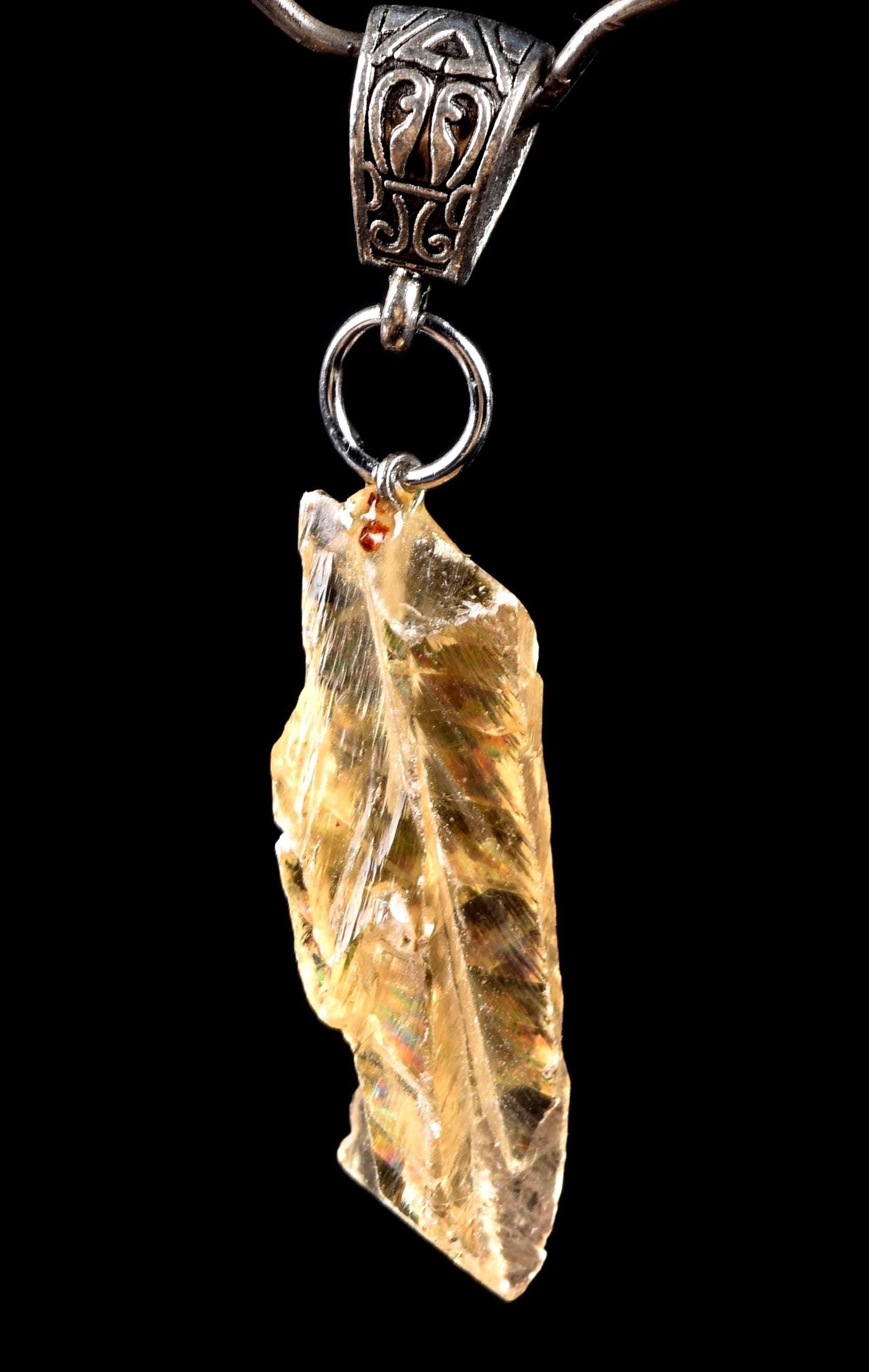 rare Satyaloka  crystal   with golden hue pendant High frequency synergy 12 crystal ''sat-chit -ananda''  8127
