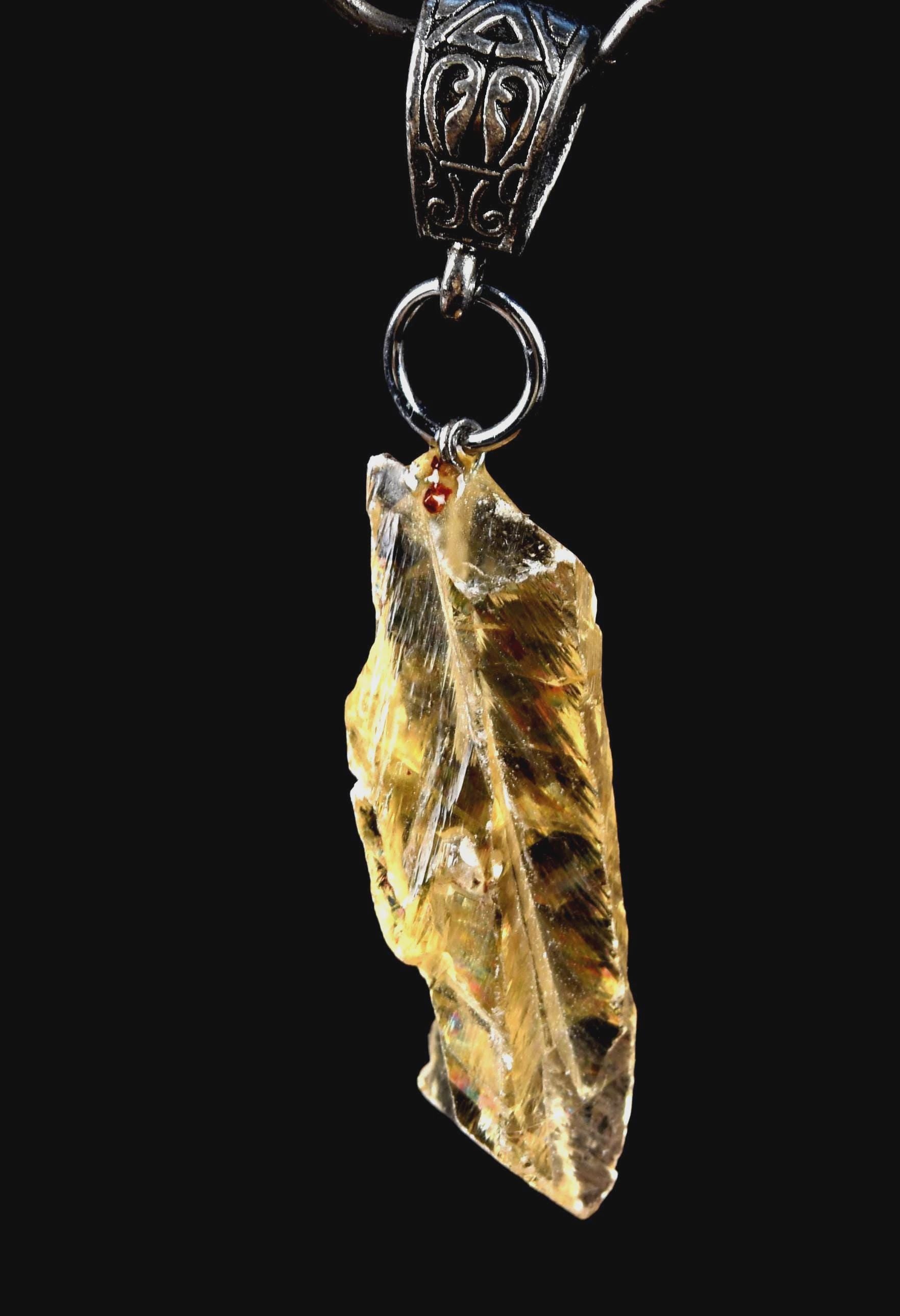 rare Satyaloka  crystal   with golden hue pendant High frequency synergy 12 crystal ''sat-chit -ananda''  8127