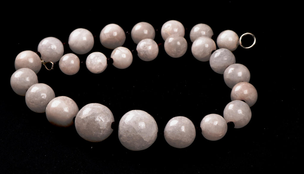 satyaloka white satyamani  large bead necklace   synergy 12 #8153
