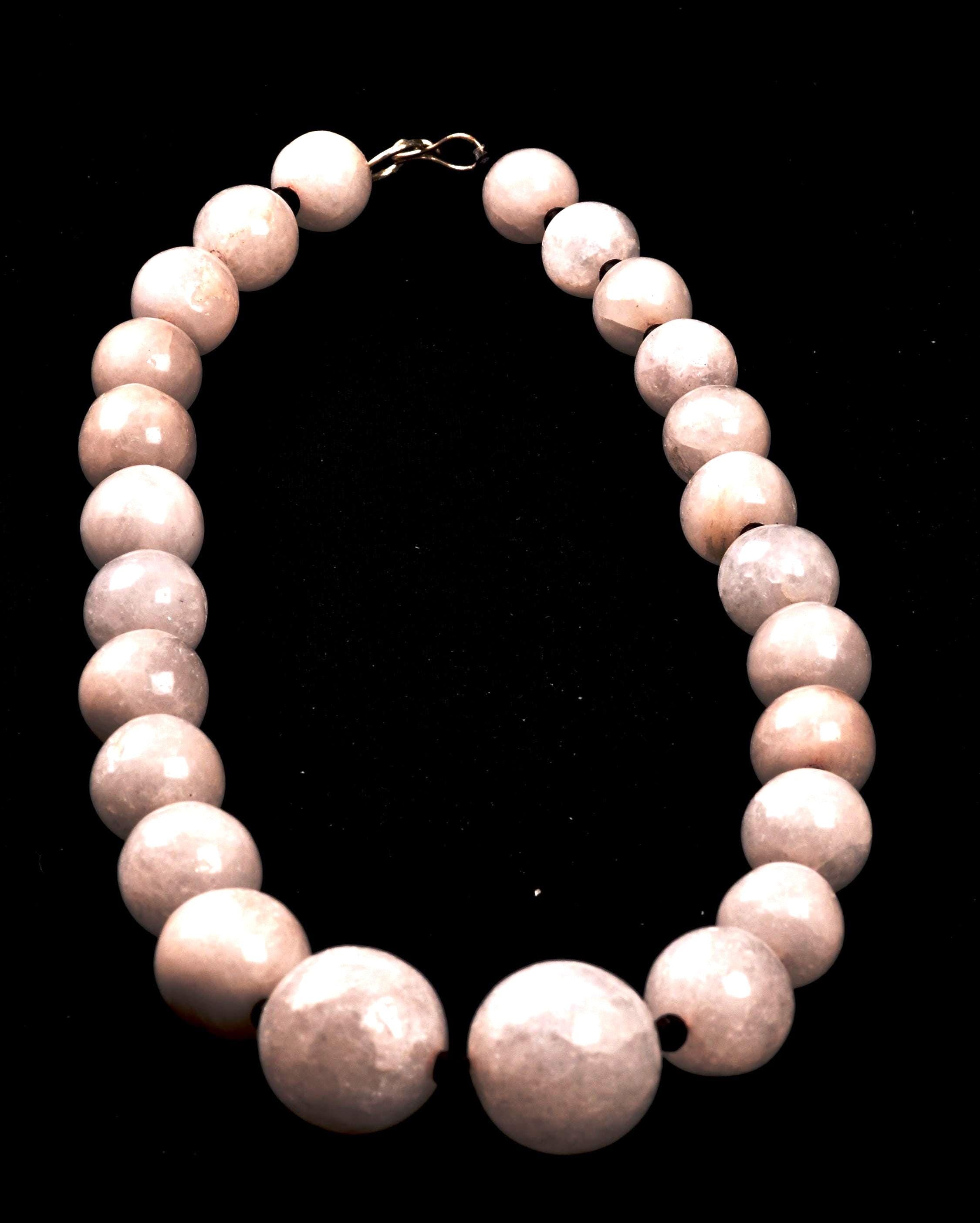 satyaloka white satyamani  large bead necklace   synergy 12 #8153
