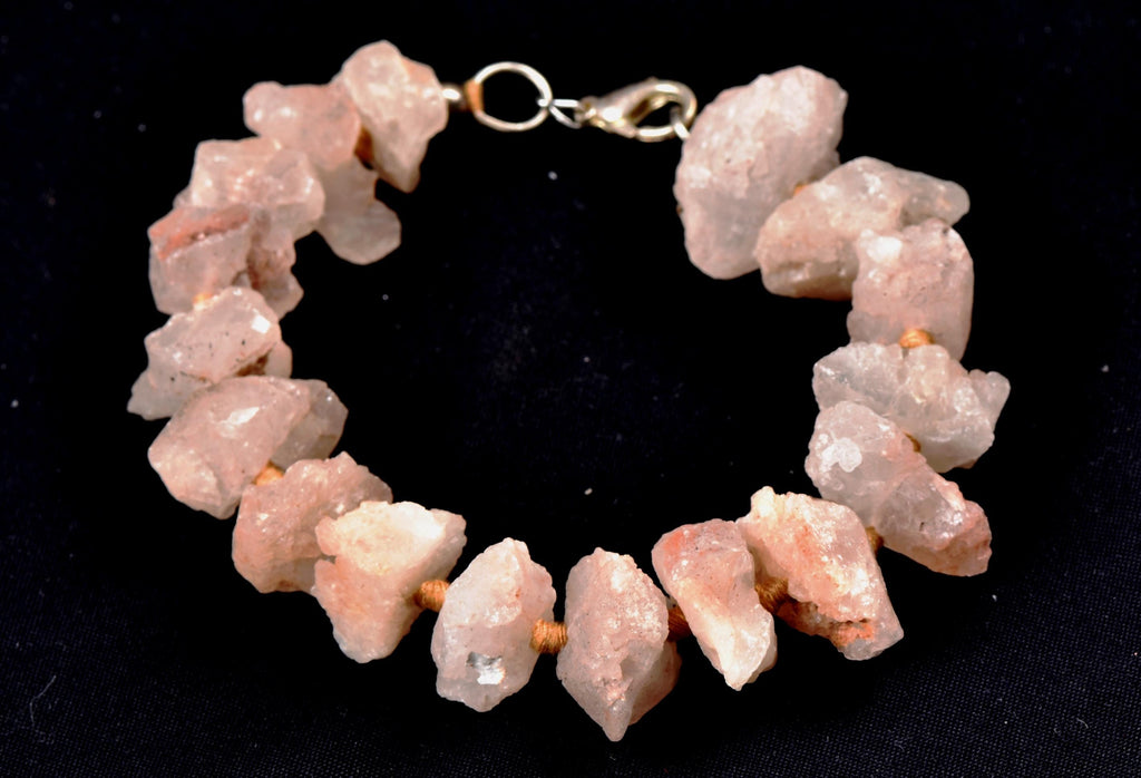 Nirvana Pink Ice Quartz Bracelet, Himalayan growth interference Crystal, 8149