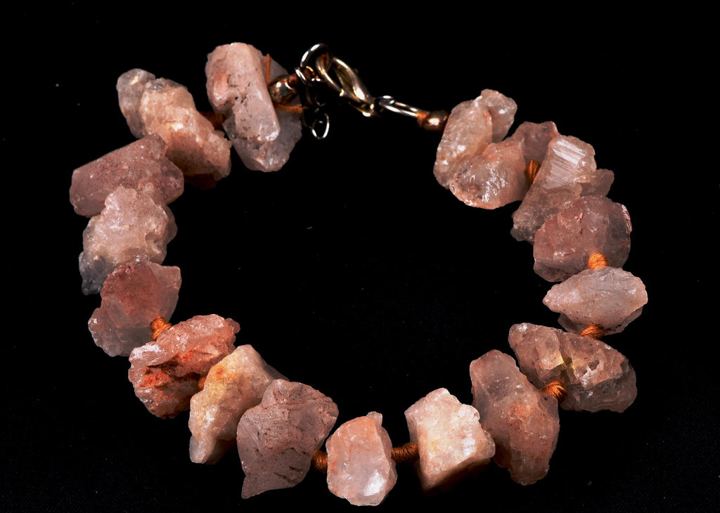 Nirvana Pink Ice Quartz Bracelet, Himalayan growth interference Crystal, 8149