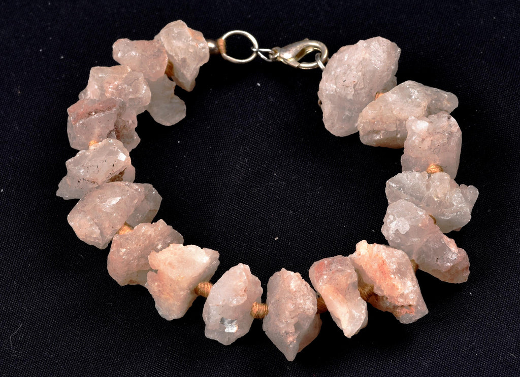 Nirvana Pink Ice Quartz Bracelet, Himalayan growth interference Crystal, 8149