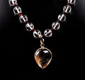Satyaloka 10 mm faceted Quartz  Mala/ necklace with golden rutile Pendant#8150