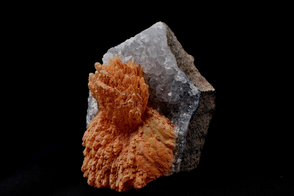 Peach stilbite  flower on quartz  helps with psychic knowing and intuition #8182