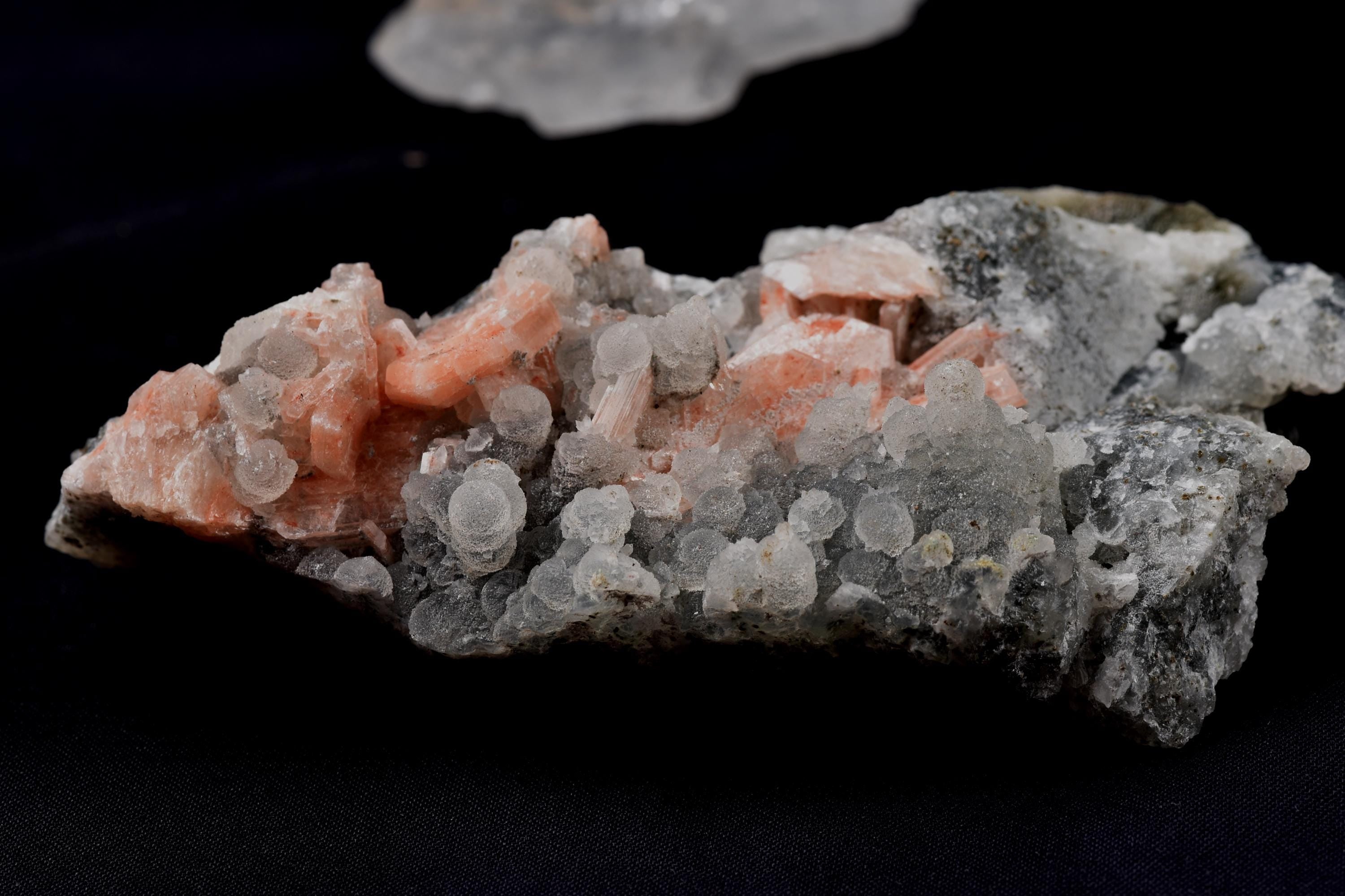 pink stilbite  flower on quartz  helps with psychic knowing and intuition #8181