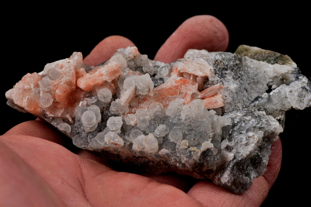 pink stilbite  flower on quartz  helps with psychic knowing and intuition #8181