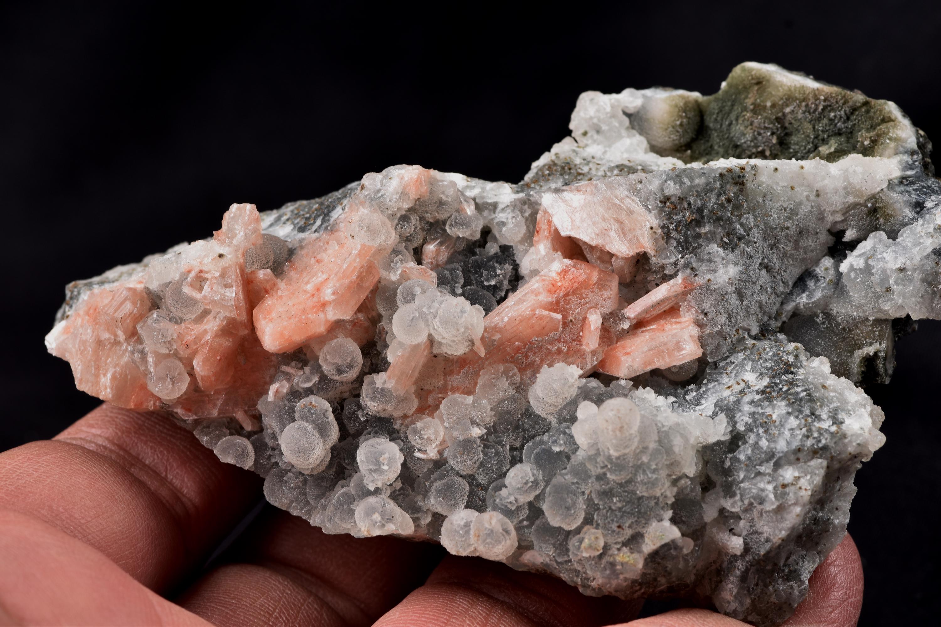 pink stilbite  flower on quartz  helps with psychic knowing and intuition #8181