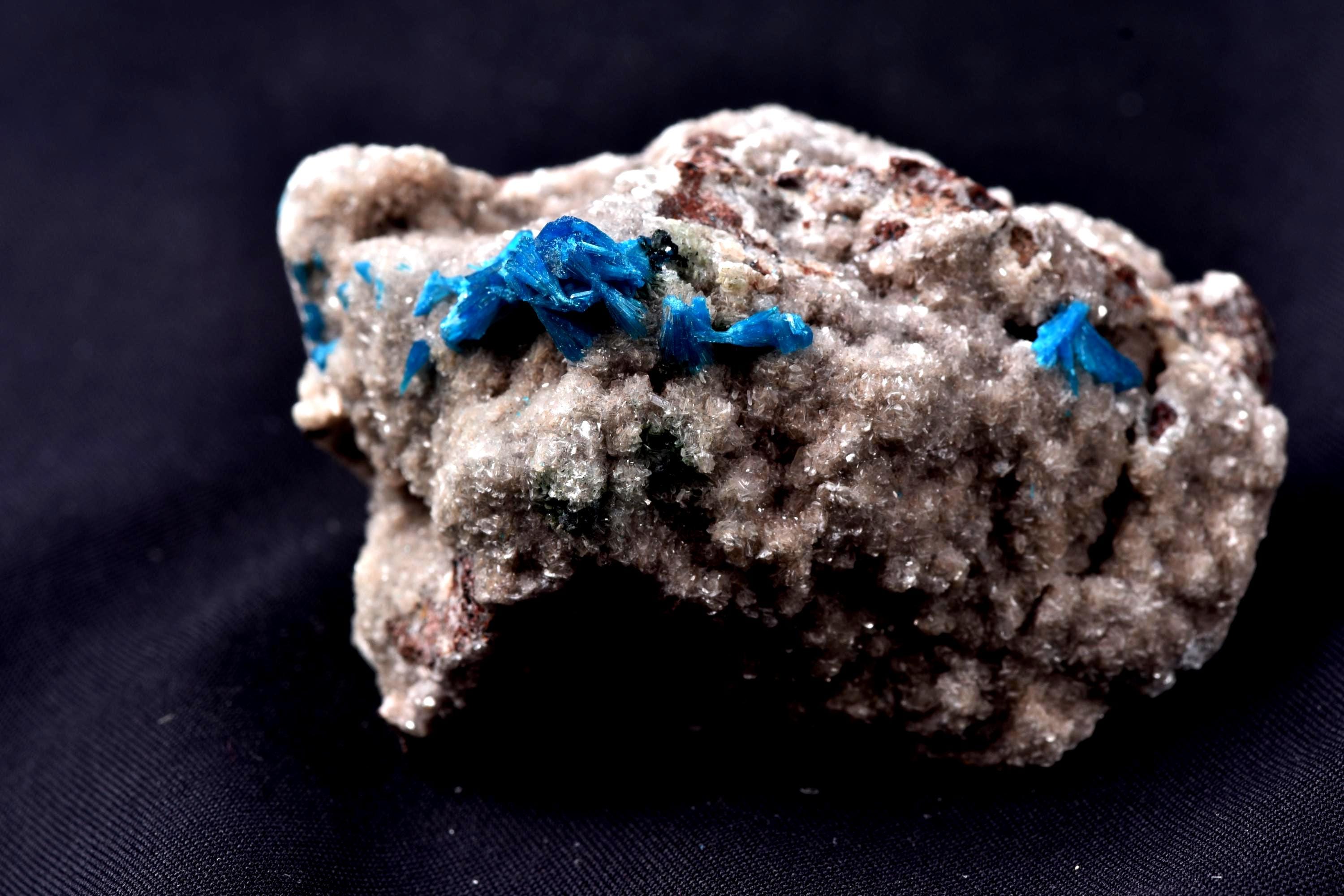 Peacock blue Pentagonite crystal  on heulandite base  third eye and crown chakras, # 8178