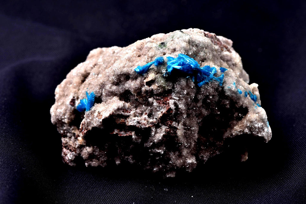 Peacock blue Pentagonite crystal  on heulandite base  third eye and crown chakras, # 8178