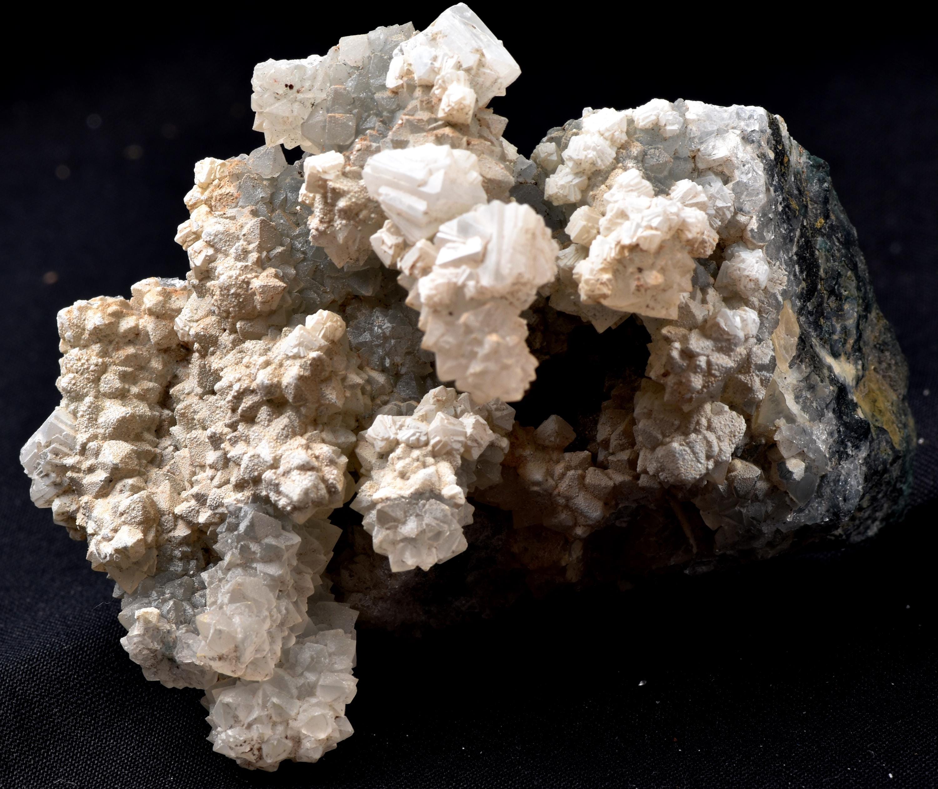 natural grey chalcedony stalagmite with calcite and cave formation #8189