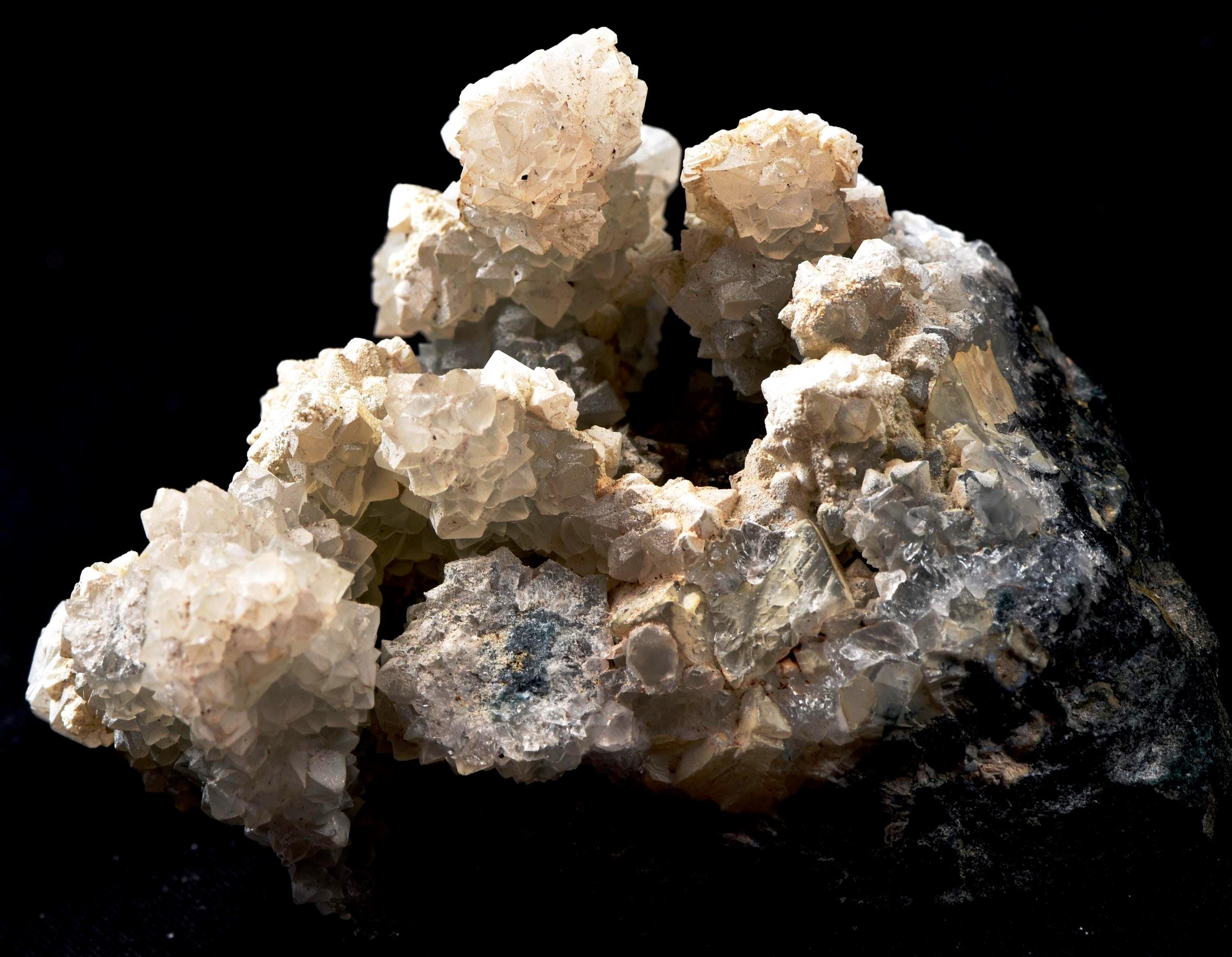 natural grey chalcedony stalagmite with calcite and cave formation #8189