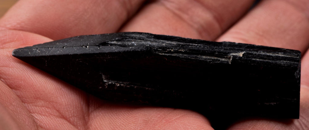 Black tourmaline  pointed pocket wand grounding excess energy 8234