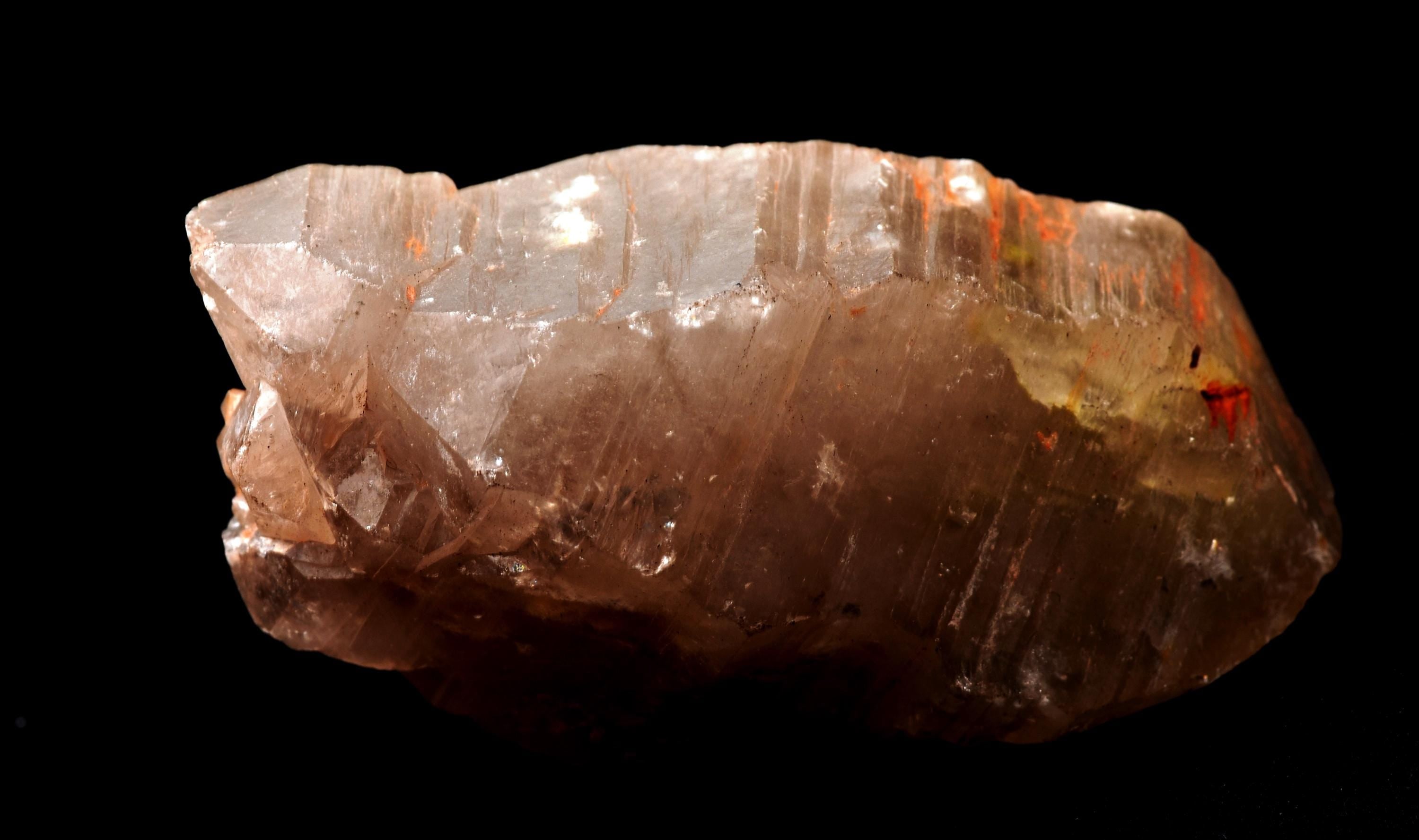 Himalayan Scalar  ice quartz gwindel,d.t, trigonic markings and rainbows, deep striated, doorways meditation golden healer #7569