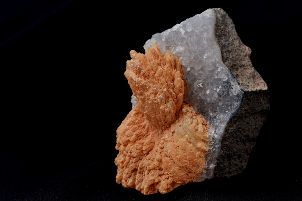 Peach stilbite  flower on quartz  helps with psychic knowing and intuition #8182