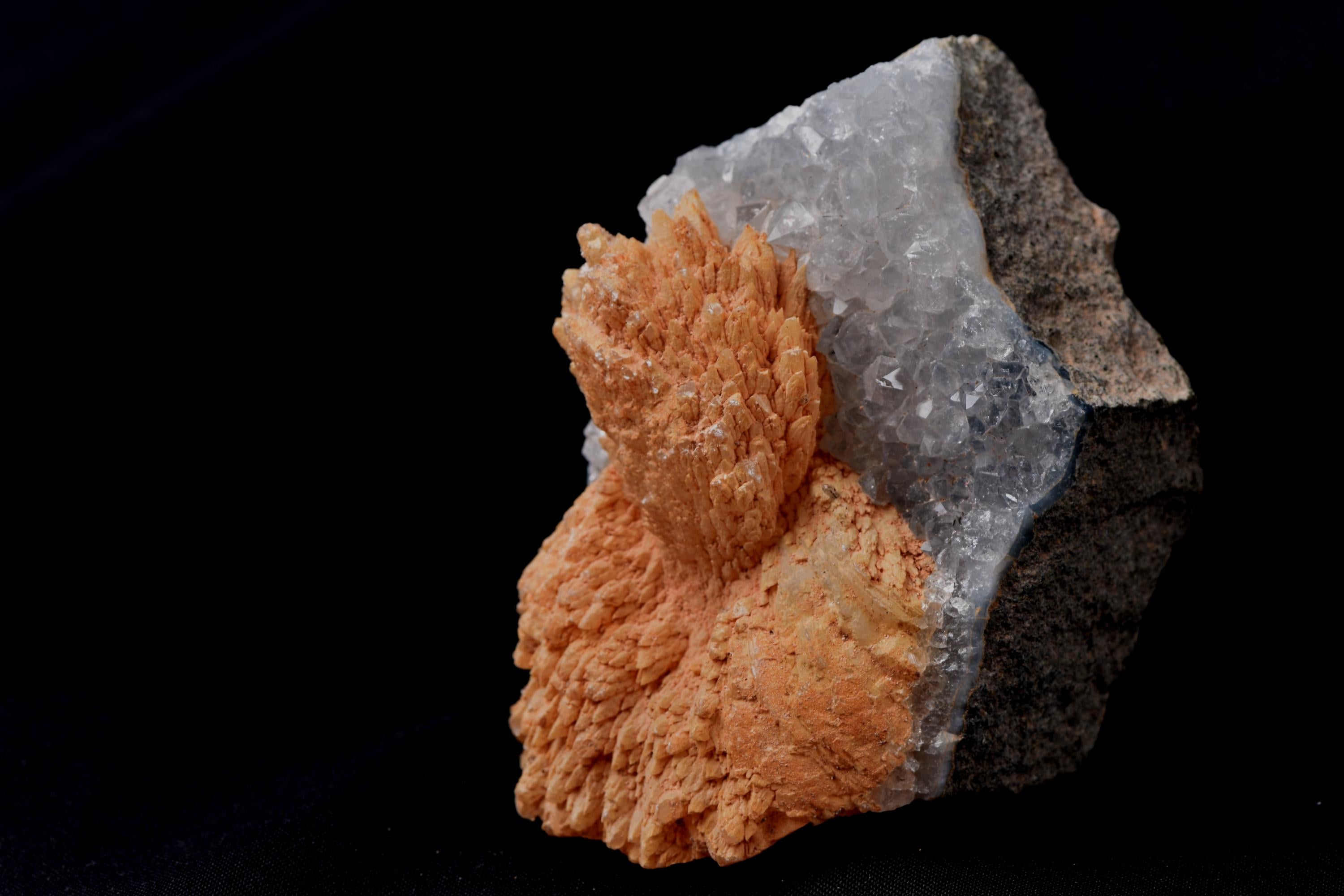 Peach stilbite  flower on quartz  helps with psychic knowing and intuition #8182