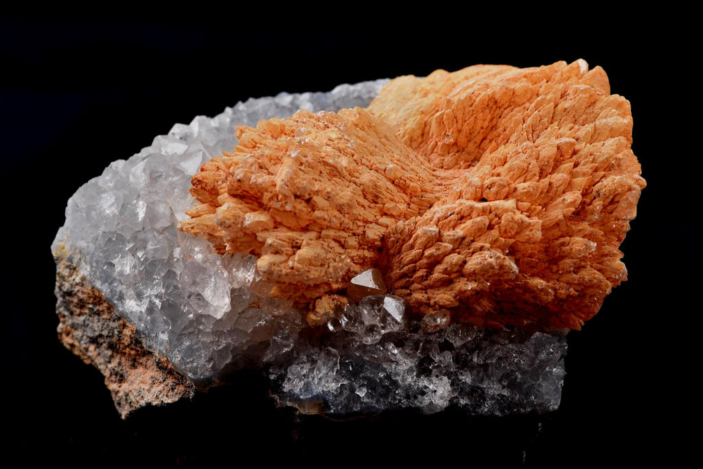 Peach stilbite  flower on quartz  helps with psychic knowing and intuition #8182